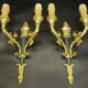 Paire d'appliques style Restauration - bronze Hettier & Vincent patine vert