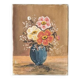 Old acrylic painting on canvas bouquet of bohemian countryside flowers