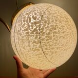 Suspension globe vintage en verre de clichy jaune et doré XXL