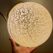 Vintage globe pendant light in yellow and gold clichy glass XXL