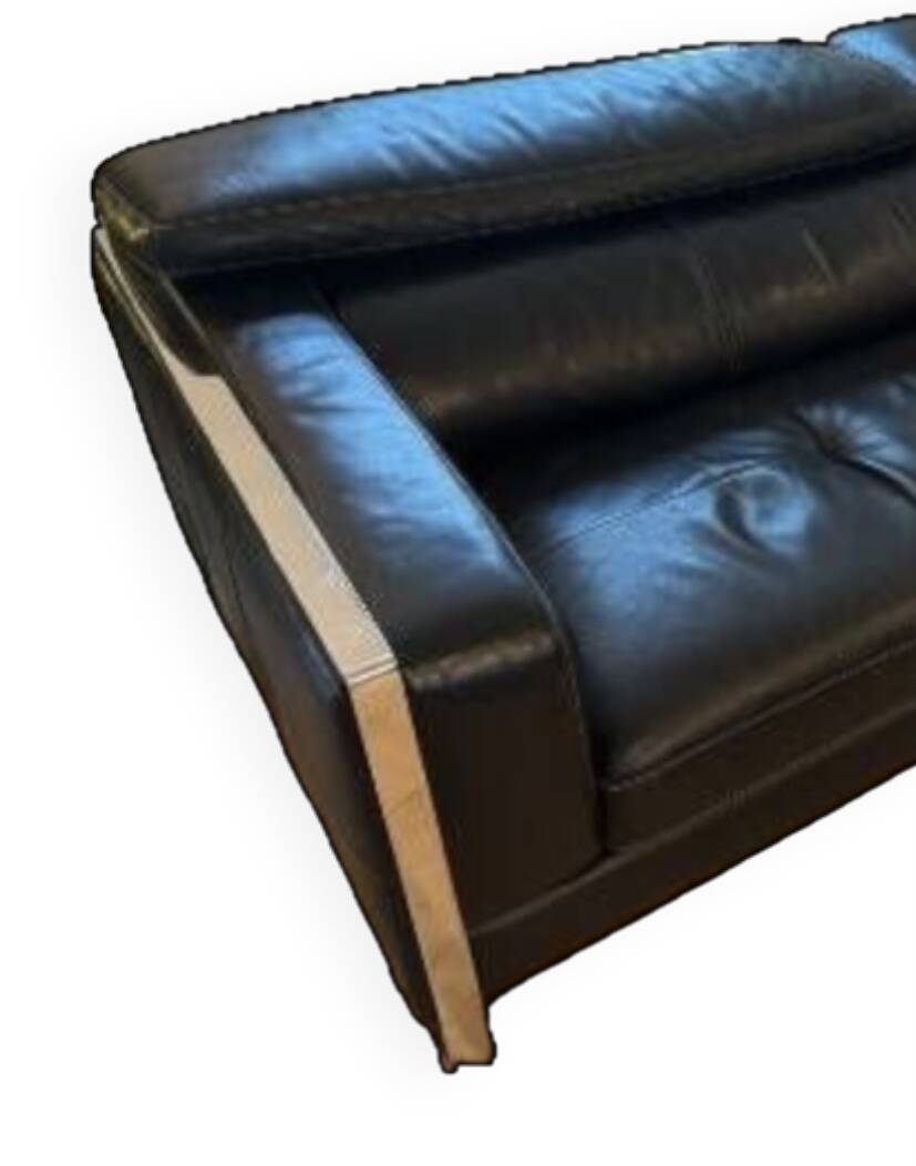 Black leather sofa, designer sofa
