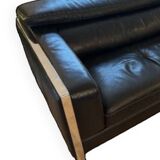 Black leather sofa, designer sofa