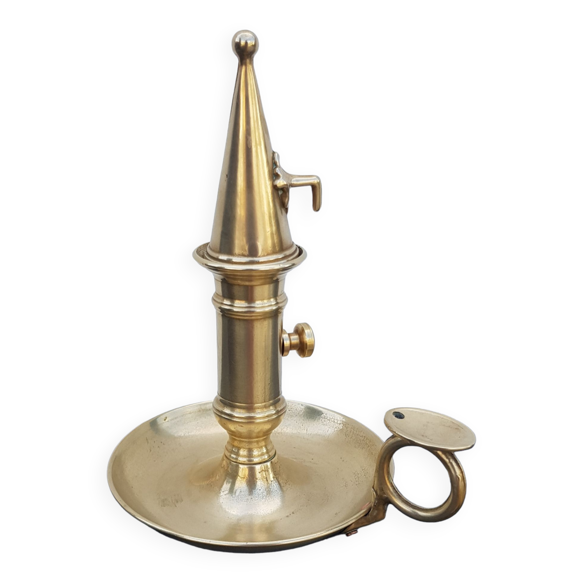 Cellar rat candle holder and brass extinguisher