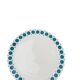 Vintage Thomas Germany flat plates, geometric blue rosette design.
