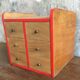 Small vintage craft furniture with fins, 6 drawers 1960