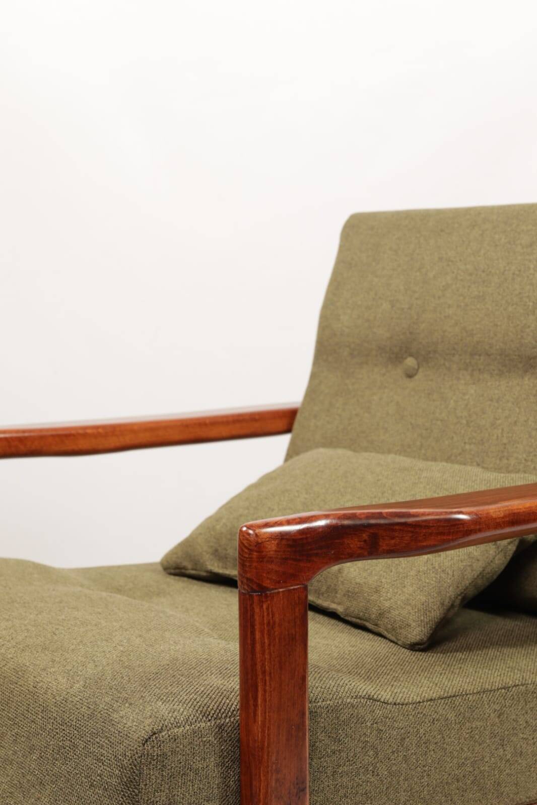 Mid Century Armchair Green Pillows Upholstery Living room armchair renovated