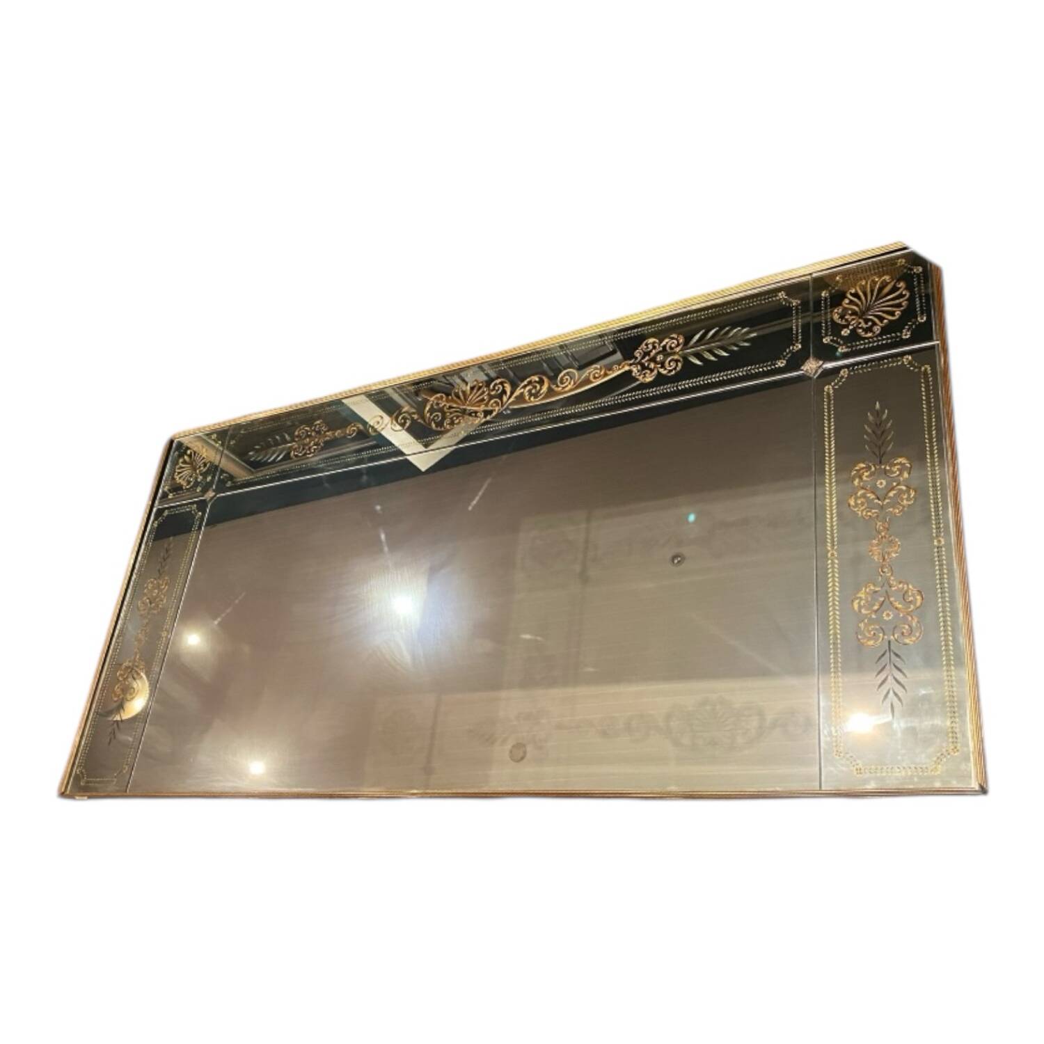 Large 1950 Venetian mirror with wooden frame