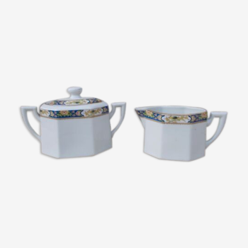 1 pot pourer and sugar porcelain of Limoges Voisin Art Deco