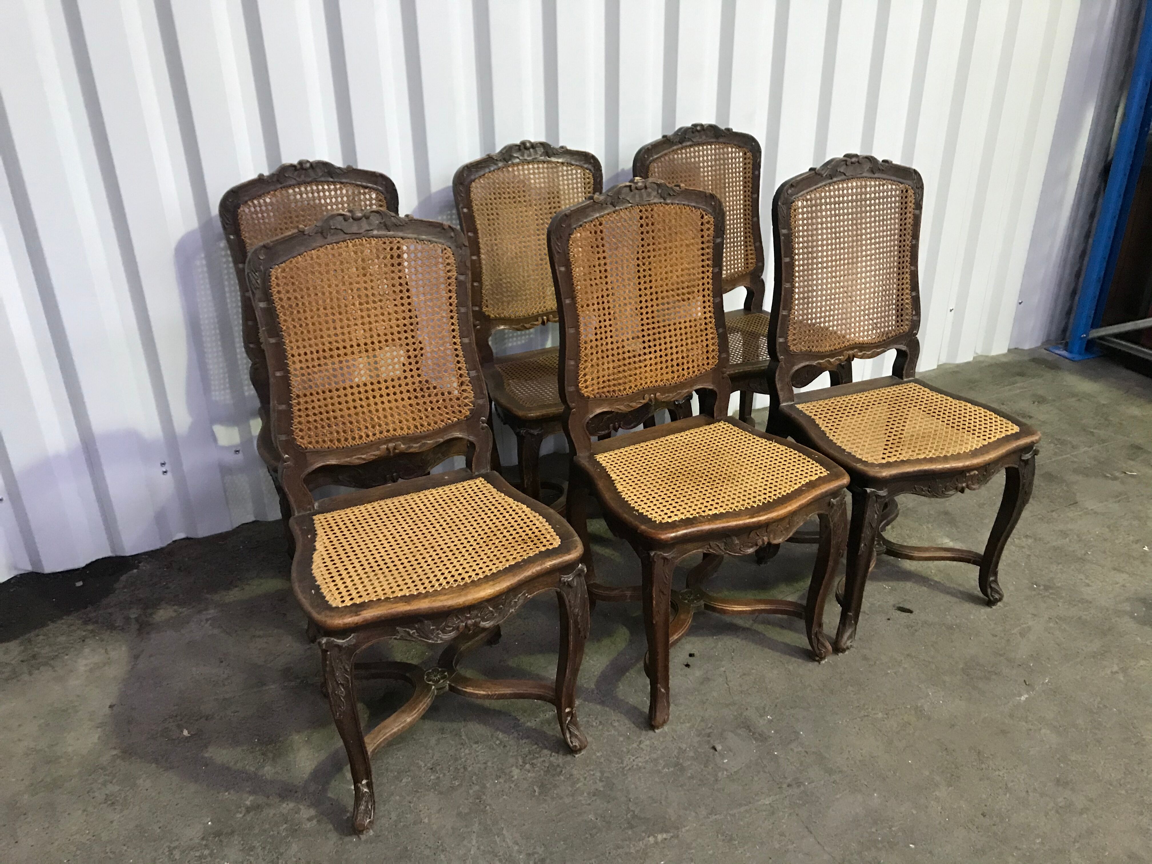 Suite of 6 Louis XV chairs in oak, 19th century