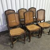 Suite of 6 Louis XV chairs in oak, 19th century