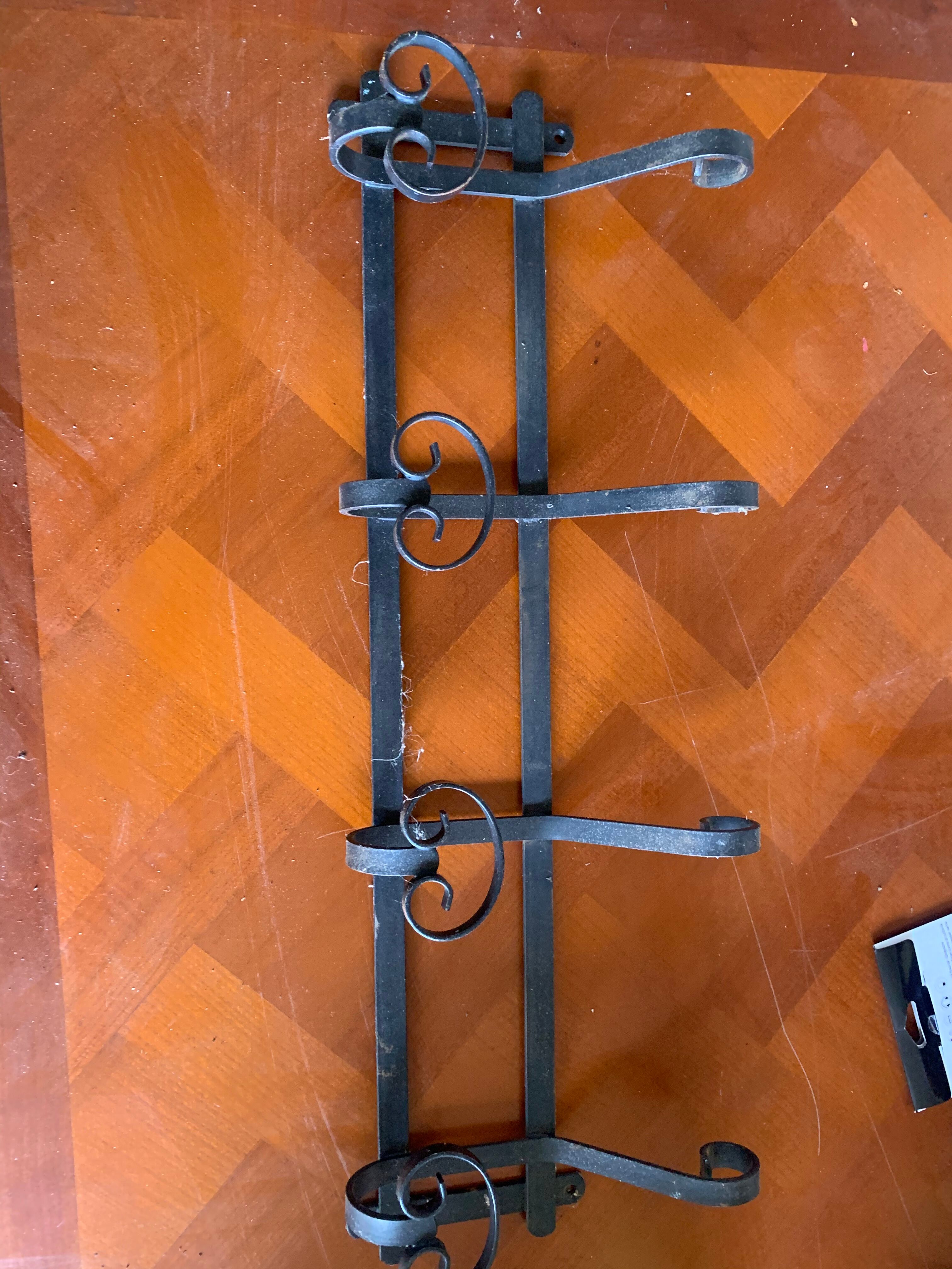 Wrought iron patère 68x 25 cm