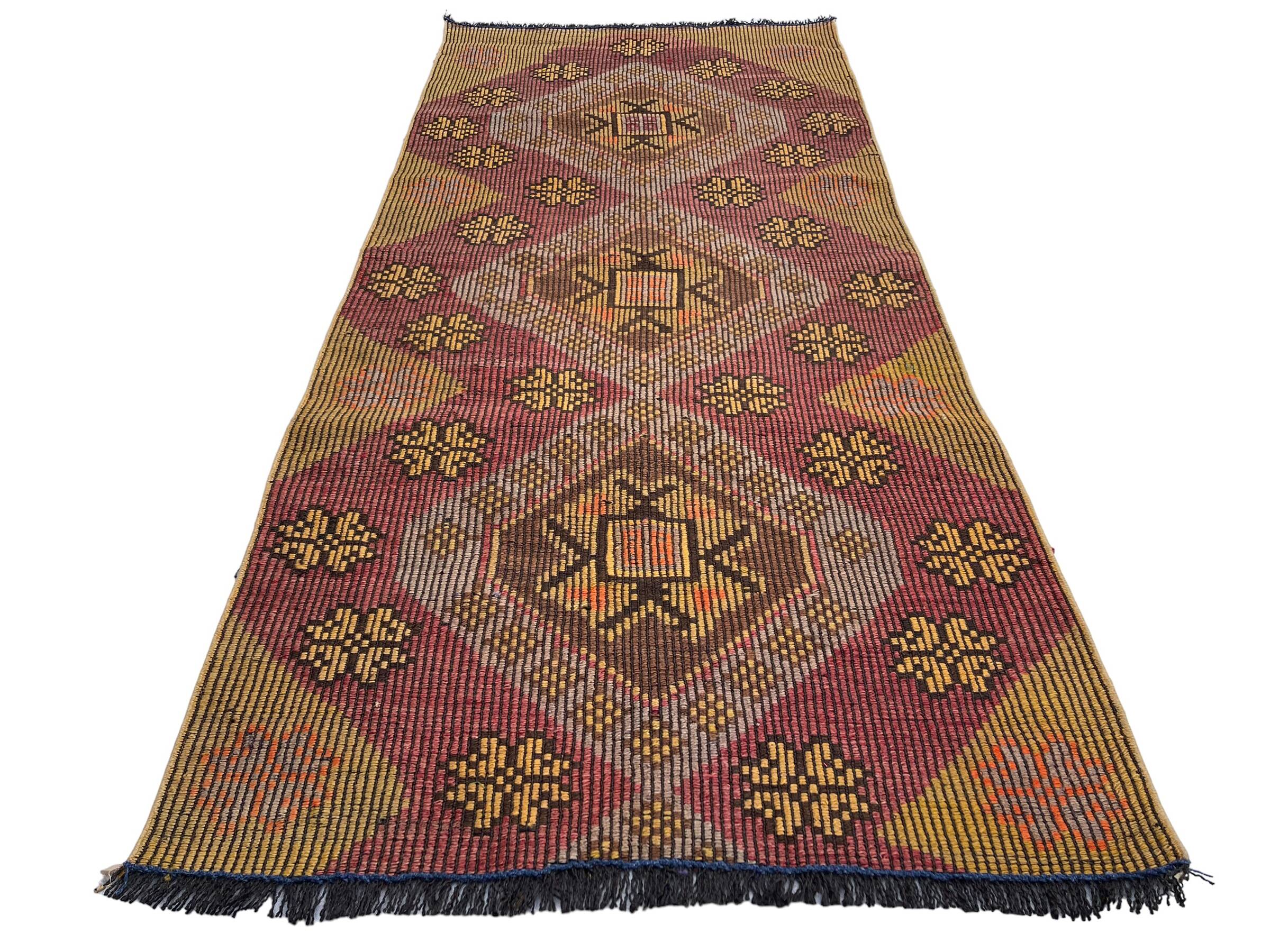 Vintage Turkish Kilim Rug , 226 x 100 cm