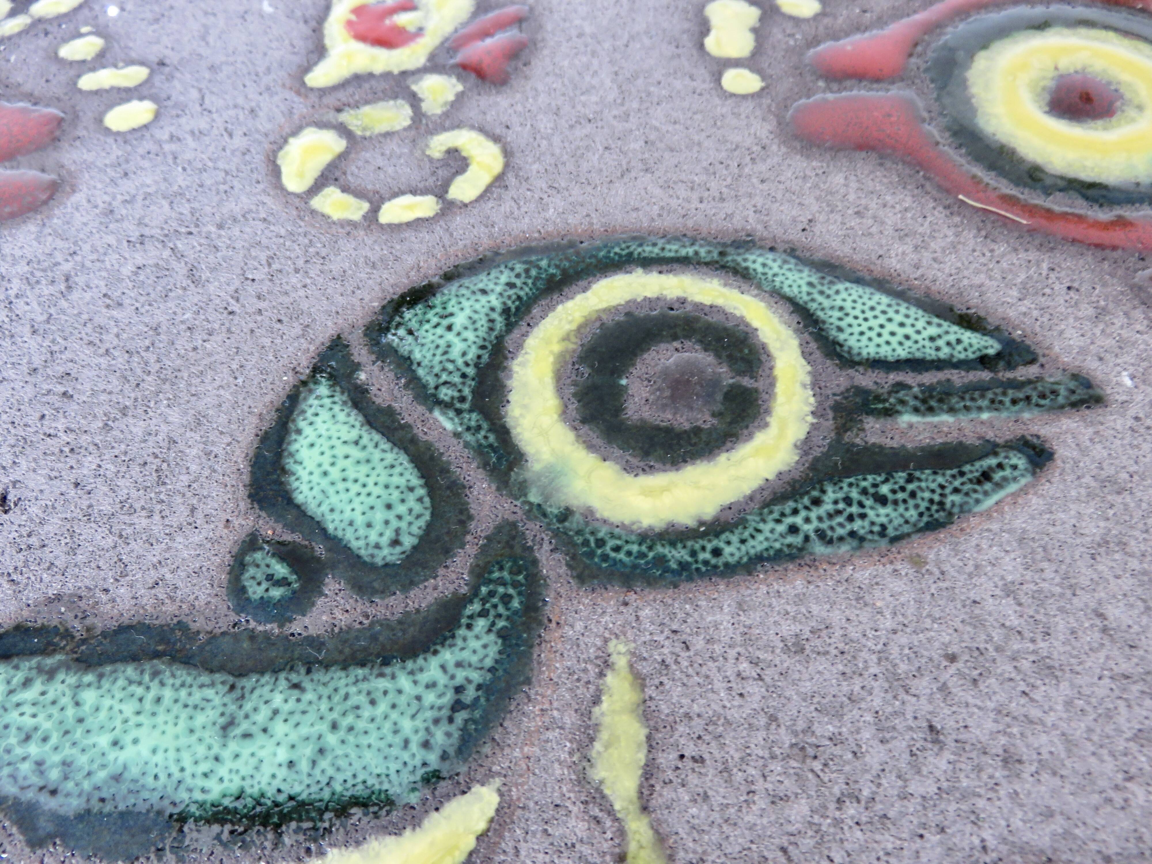 Plaque moderniste en lave émaillée, 1960