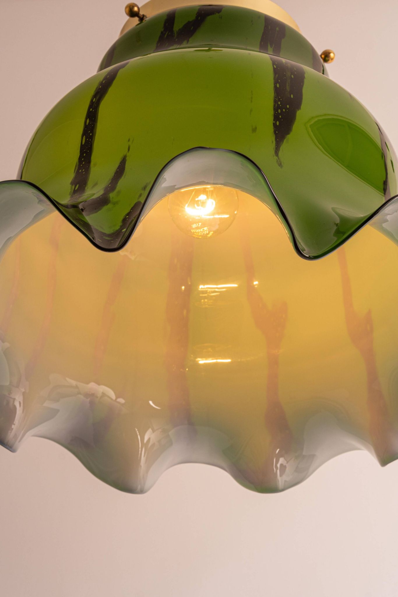 Orange glass pendant by Peill Putzler, Germany, 1970.