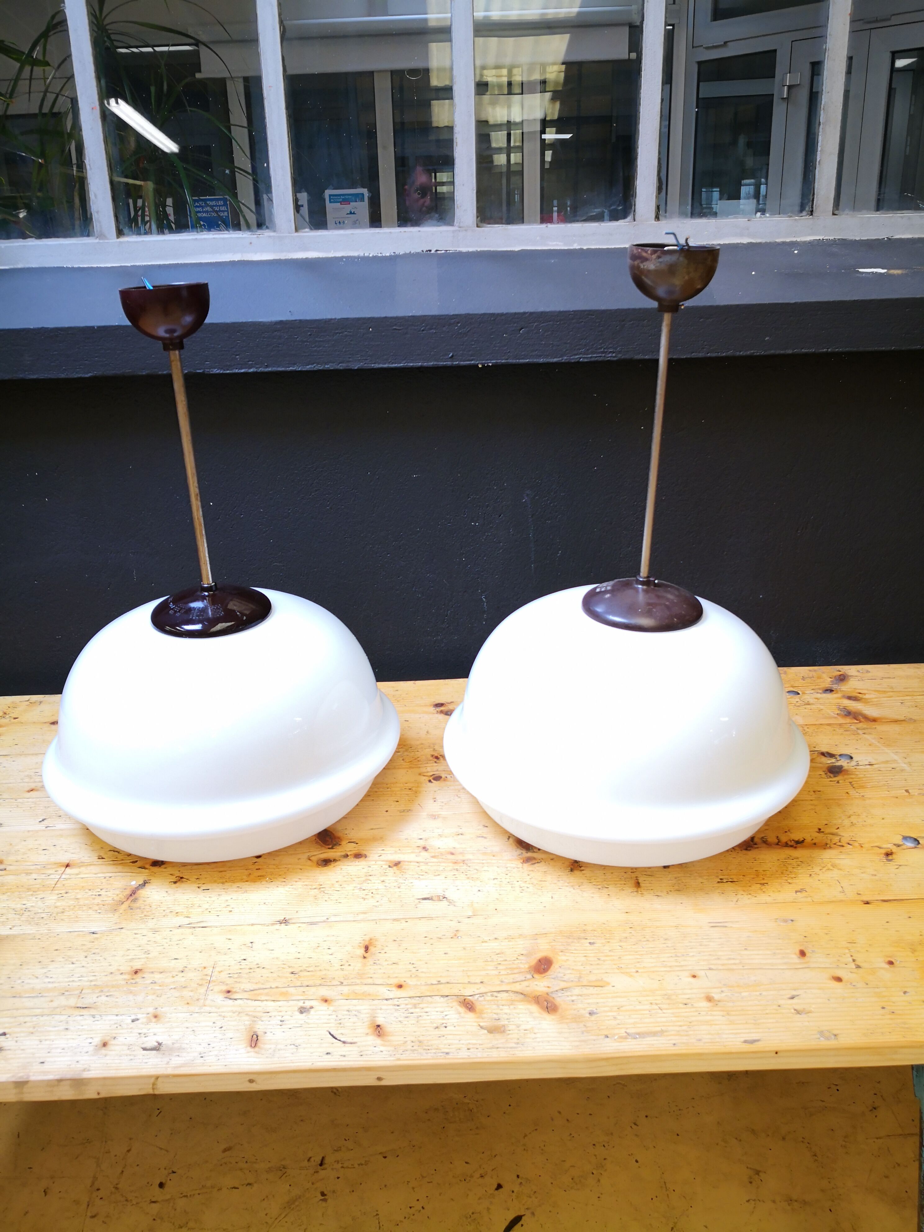 Set of 2 Czech pendant lamps, 60s