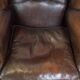 Wing chair made of sheepskin and neatly finished with black piping