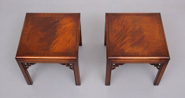 Paire de tables basses Drexel Chippendale en acajou, années 1970, États-Unis