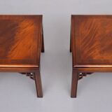 Drexel Chippendale pair Mahogany Sofa Tables 1970s USA