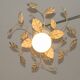 Lustre semi-encastré vintage charmant avec des feuilles et des perles en verre cristal.