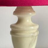 Lampe marbre et tissu fuchsia vintage