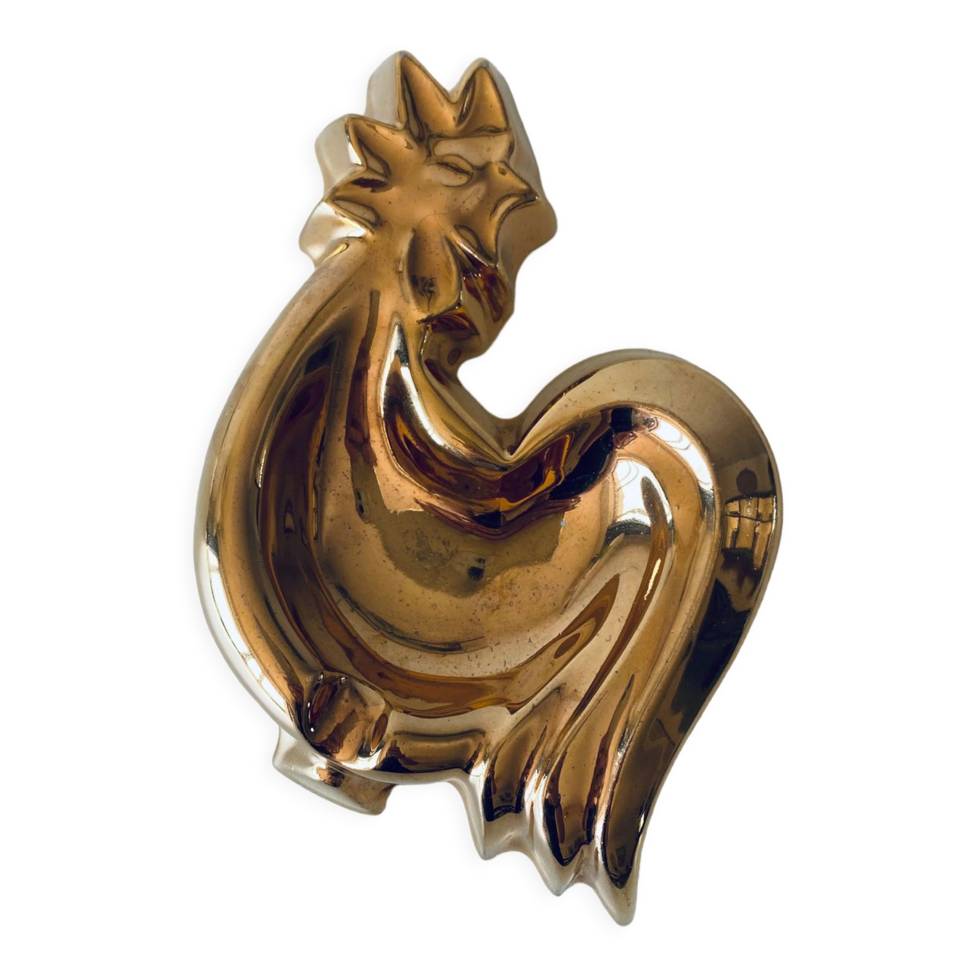 Vintage rooster in gilded ceramic