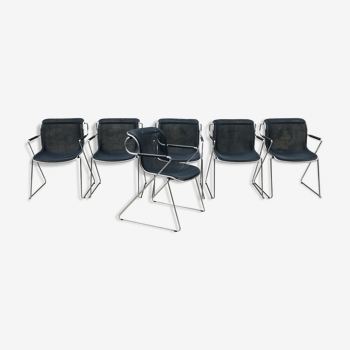 Set of 6 Penelope chairs by Charles Pollock for Castelli
