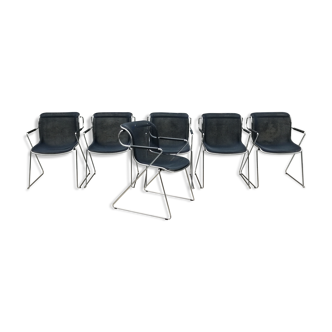 Set of 6 Penelope chairs by Charles Pollock for Castelli