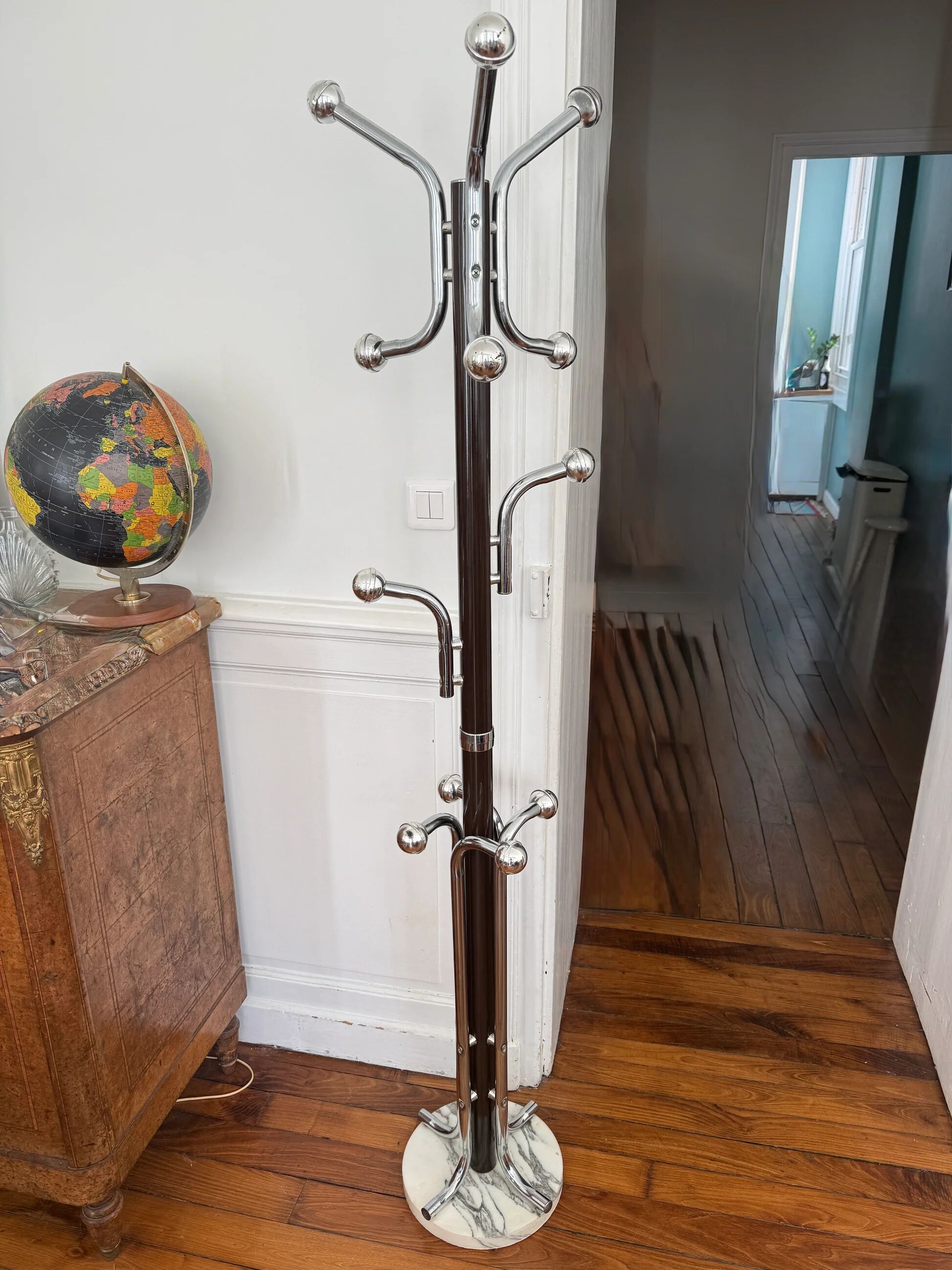 Metal coat rack with 12 hooks - 1970s