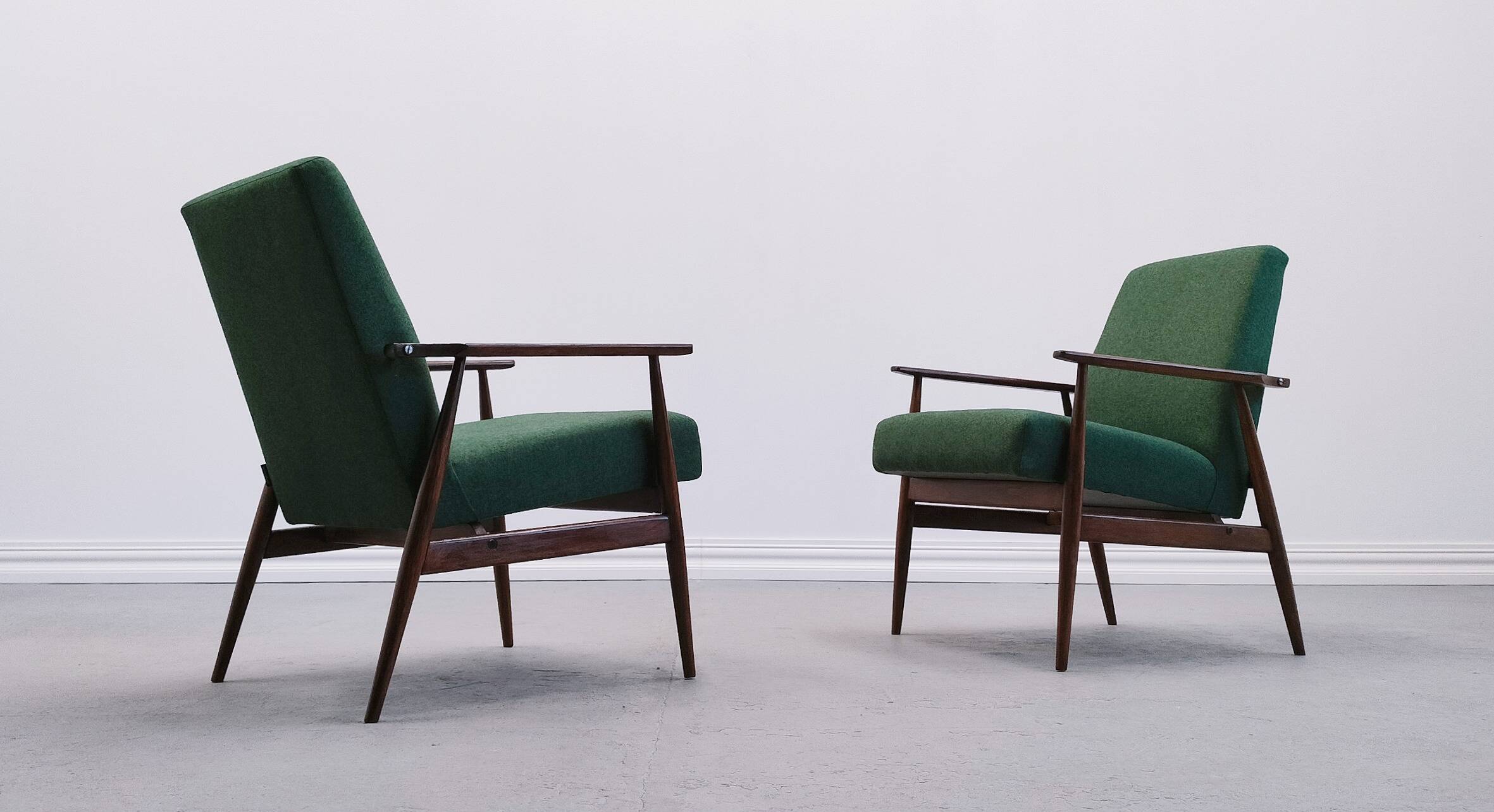 1960 Henryk Lis Mid Century Armchair in Green Tweed