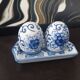 Vintage blue porcelain salt and pepper shakers