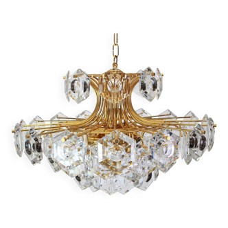 Large gilded brass and crystal chandelier by Kinkeldey, Germany, 1960s.