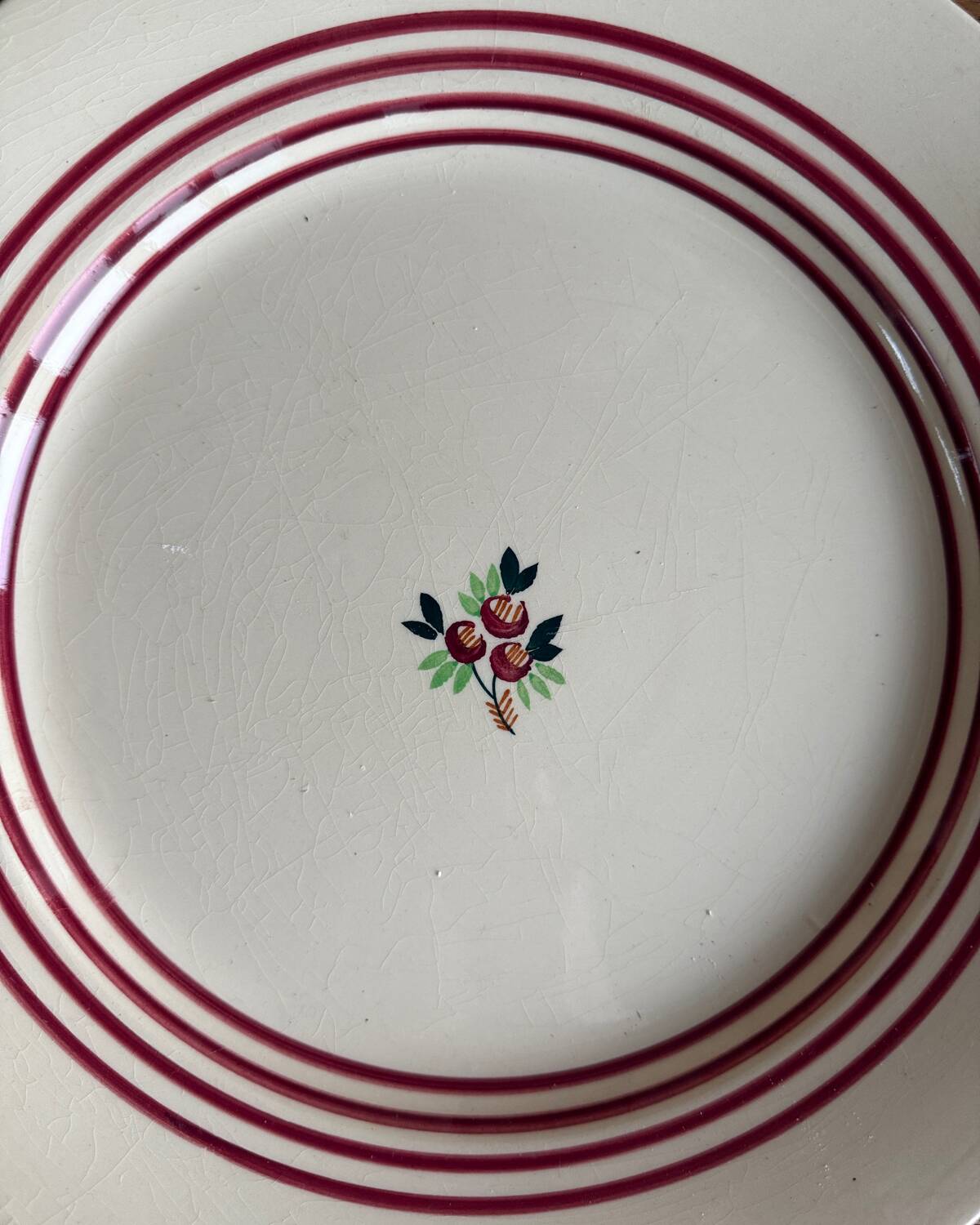 Round flat iron earth Gien dish (large)