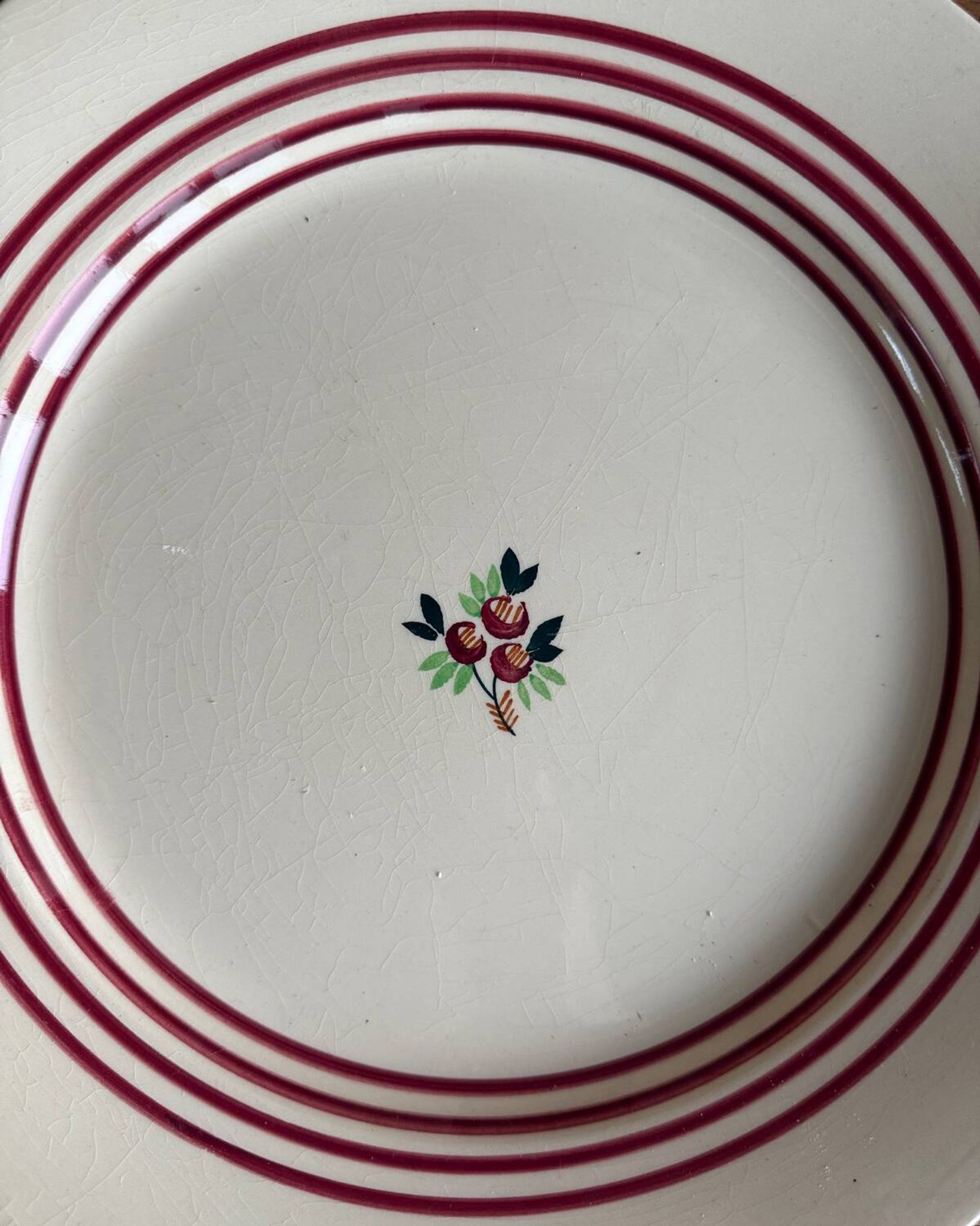 Round flat iron earth Gien dish (large)