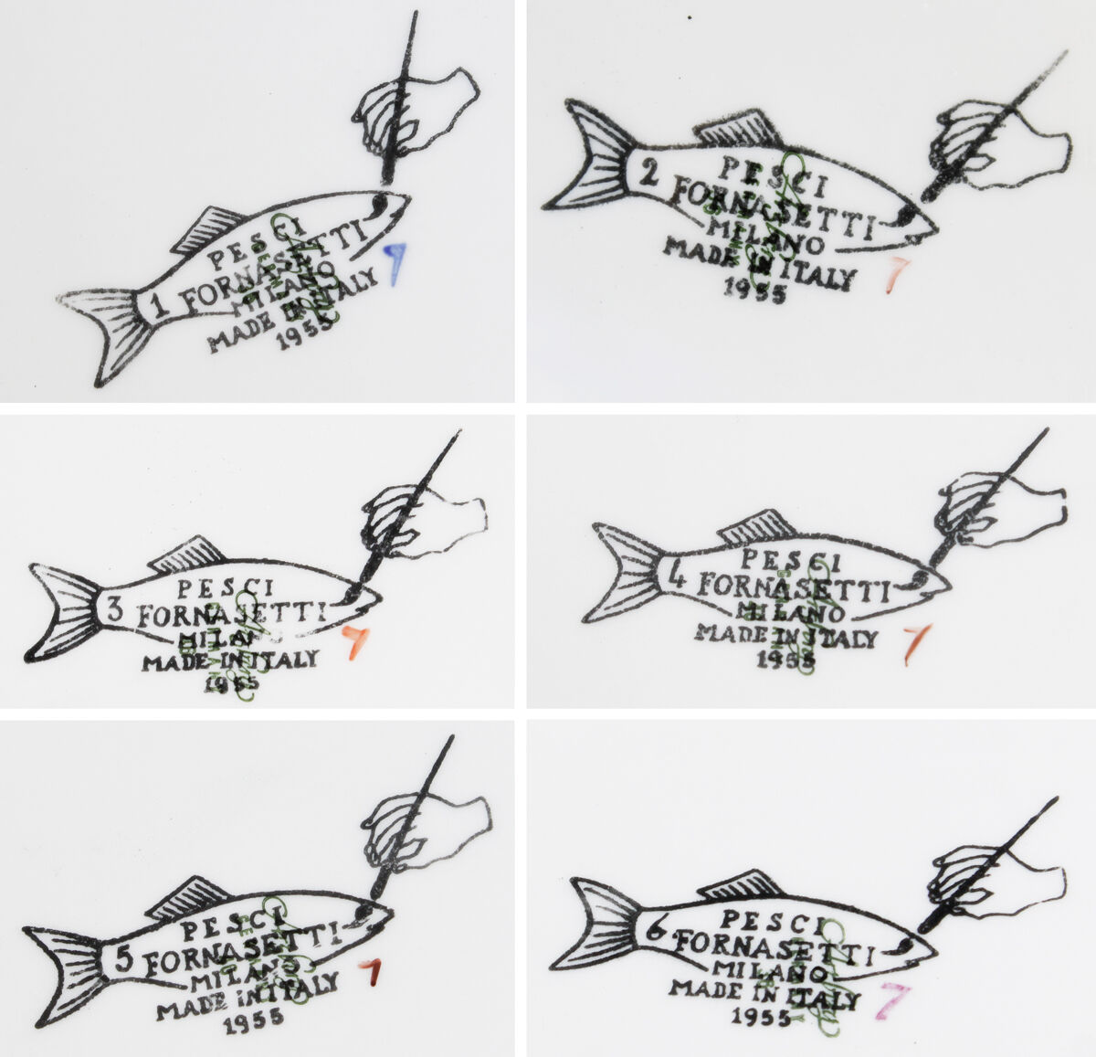 Vintage Set 'Passata Di Pesce' by Piero Fornasetti, 1955