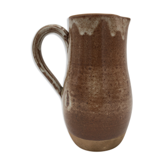 Enameled stoneware pitcher signed Roger Jacques, Stoneware from Puisaye, Nièvre - 1960s