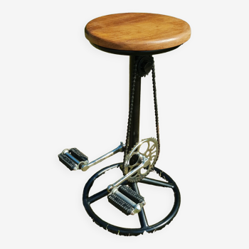 Tabouret de bar piètement métal assise en teck