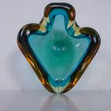 Brown & Turquoise Sommerso Murano Glass Ashtray, Italy, 1960s