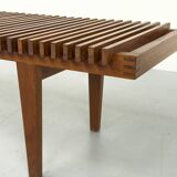 Mid Century Teak Flower Bench, 1960s