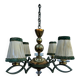 Art Deco brass and glass chandelier