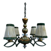 Art Deco brass and glass chandelier