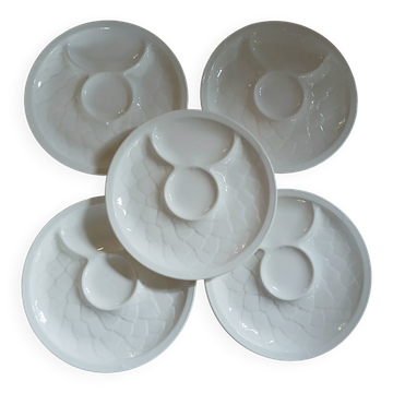 5 antique flat plates in majolica