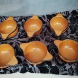 Lot of 6 ceramic stoneware bowls with ears