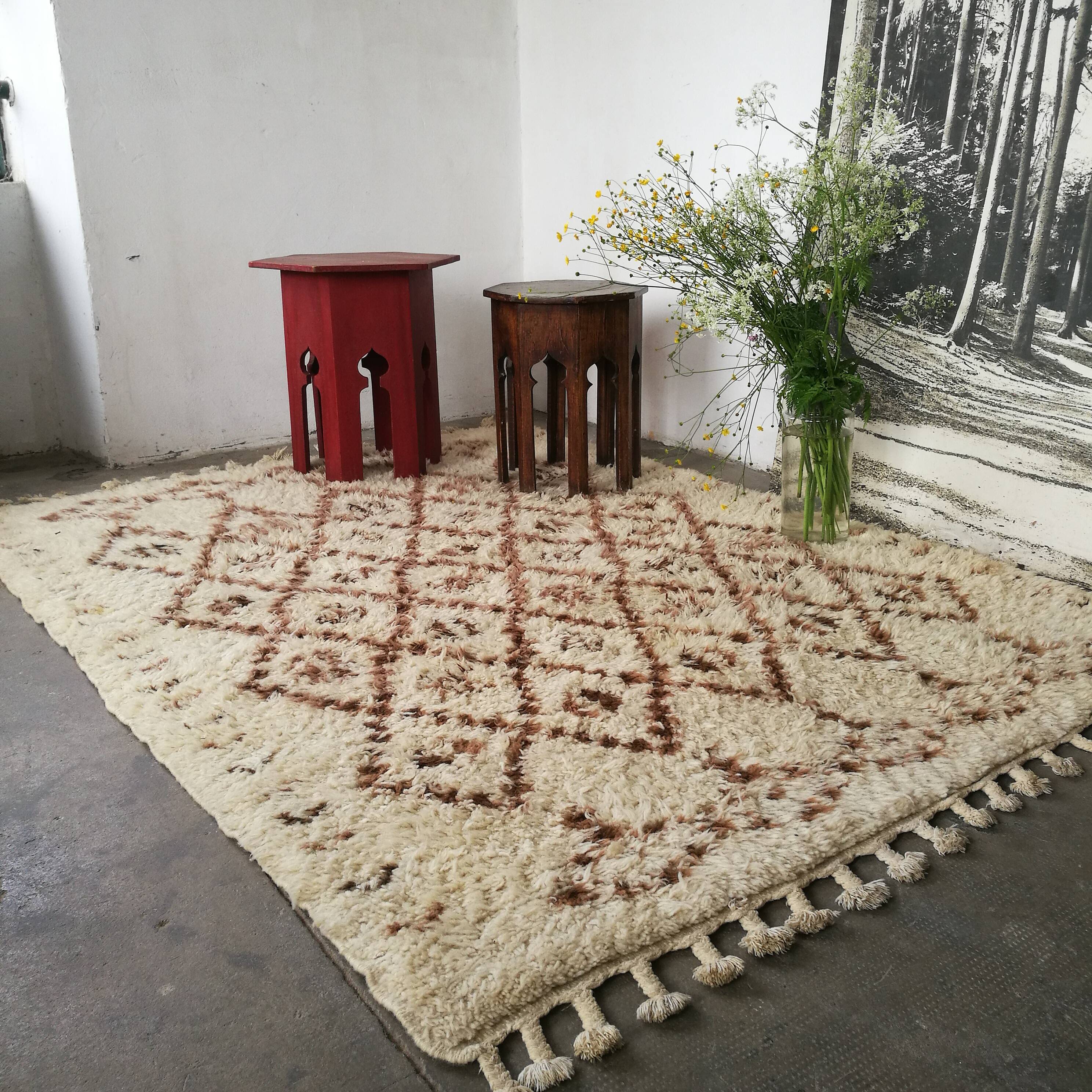 Berber carpet, 200cm x 145cm, diamond pattern, ethnic
