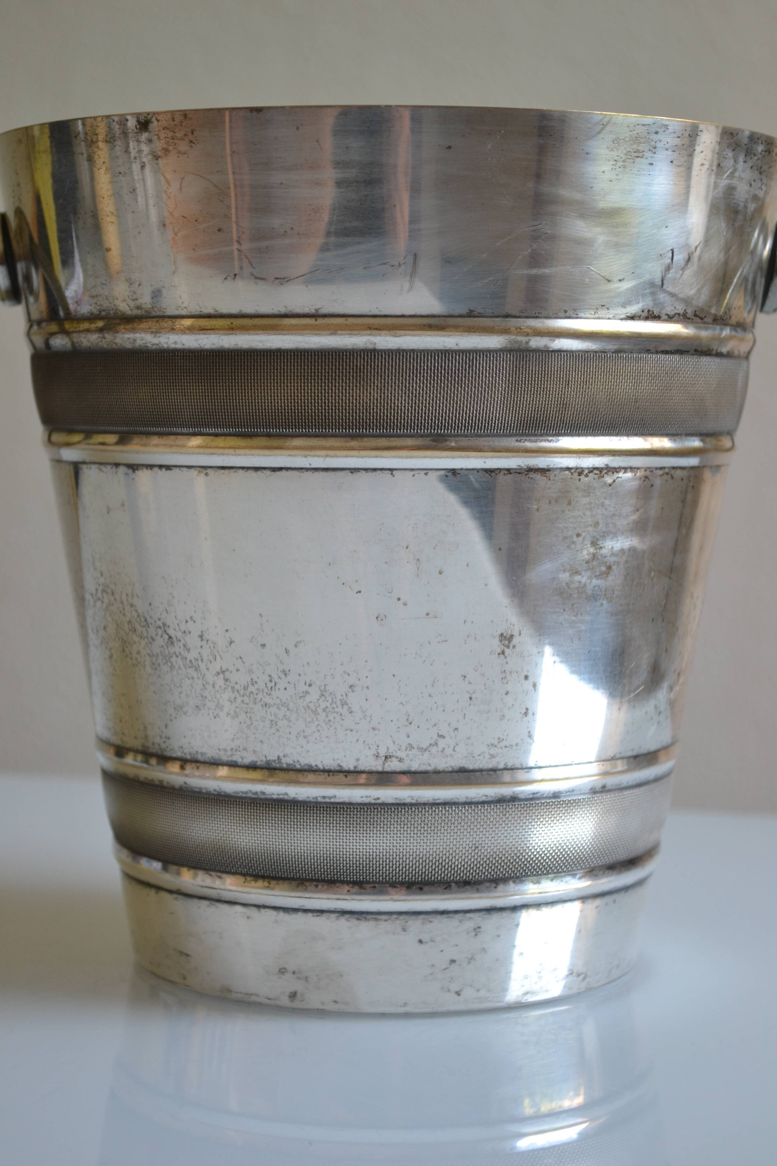 Silver-plated ice or champagne bucket with goldsmith's hallmark