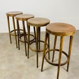 4 bar stools Baumann wood 60s bistro