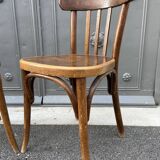 Pair of vintage 60s curved wood coffee chairs