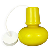 Yellow opaline glass mid century modern hanging lamp
