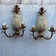 Vintage Italian gold wall light x2 Holl kogl 1970
