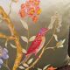 Chinoiserie Bird Cushion Cover, Cream Piped Silk Botanical Pillow