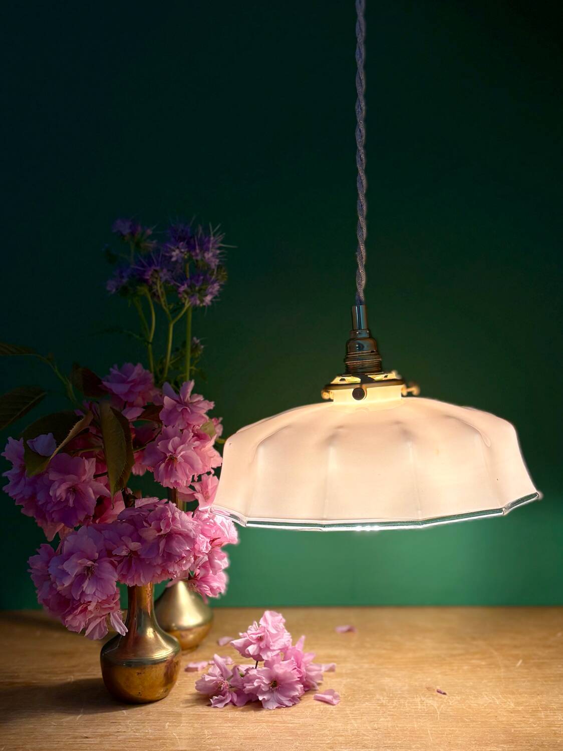 Vintage pink opaline pendant light